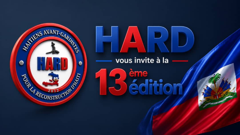 alt="El periodista José Abreu junto a Evens Virgle en la 13ra edición del evento de la diáspora haitiana HARD"