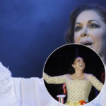 Isabel Pantoja cantando y bailando bachata en el escenario del Anfiteatro de Altos de Chavón en La Romana.