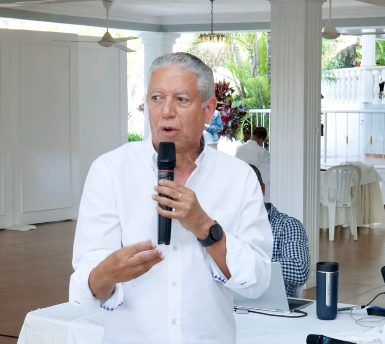El presidente ejecutivo del PRD, Héctor Guzmán, habla durante una rueda de prensa institucional sobre las nuevas resoluciones de la Junta Central Electoral.