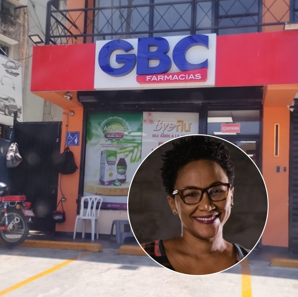 Fachada de una sucursal de Farmacia Medicar GBC en República Dominicana, cadena investigada por su presunta vinculación al escándalo de corrupción en el Seguro Nacional de Salud (SENASA).