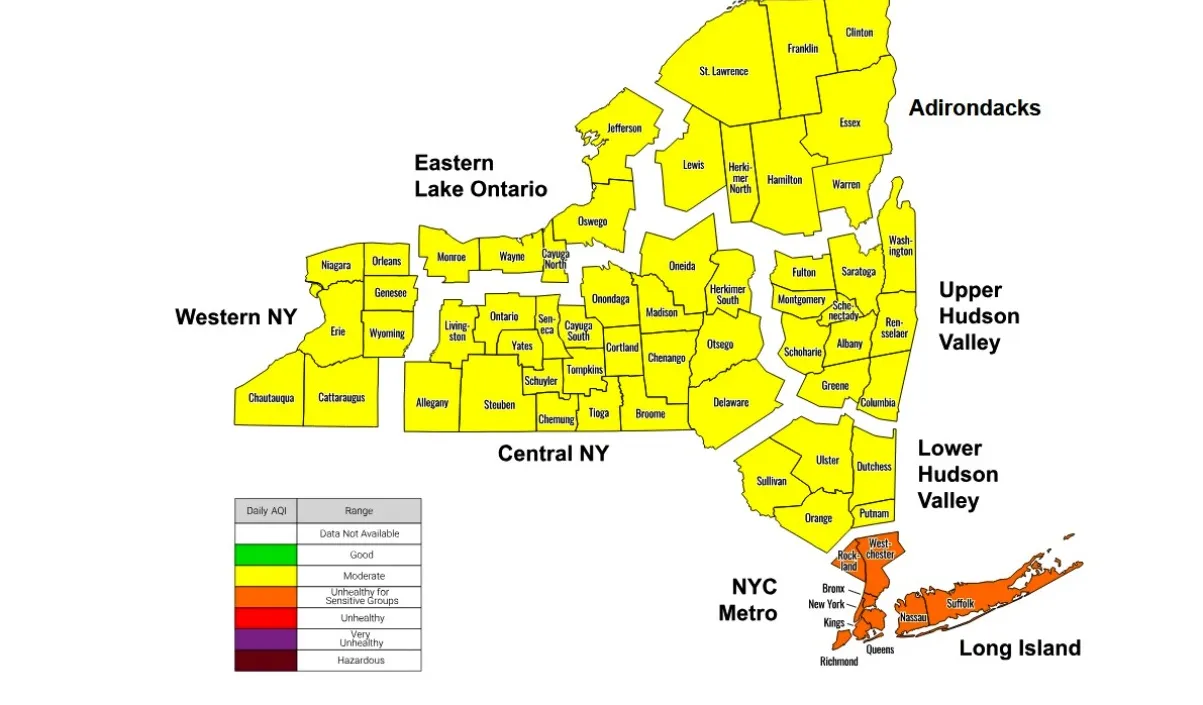 Nueva York bajo alerta por mala calidad del aire y calor extremo de hasta 39°C