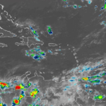 El Centro de Pronósticos emitió una alerta por aguaceros fuertes y posibles granizadas sobre varias regiones de la República Dominicana