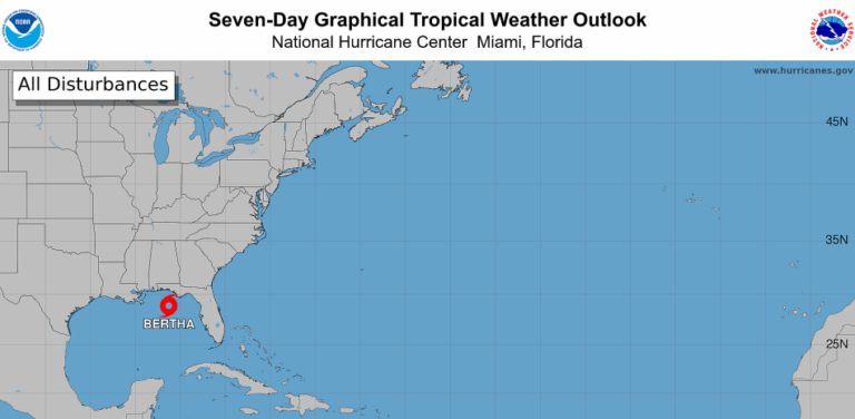 Amenaza ciclónica: Tormenta Bertha avanza hacia Florida y Luisiana con peligro de inundaciones.