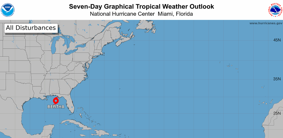 Amenaza ciclónica: Tormenta Bertha avanza hacia Florida y Luisiana con peligro de inundaciones.