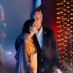 Retrato de la pareja presidencial de la República Dominicana, Raquel Arbaje y Luis Abinader, sonriendo juntos.